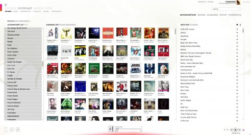 Вот так выглядит мой Zune Software и моя коллекция музыки
